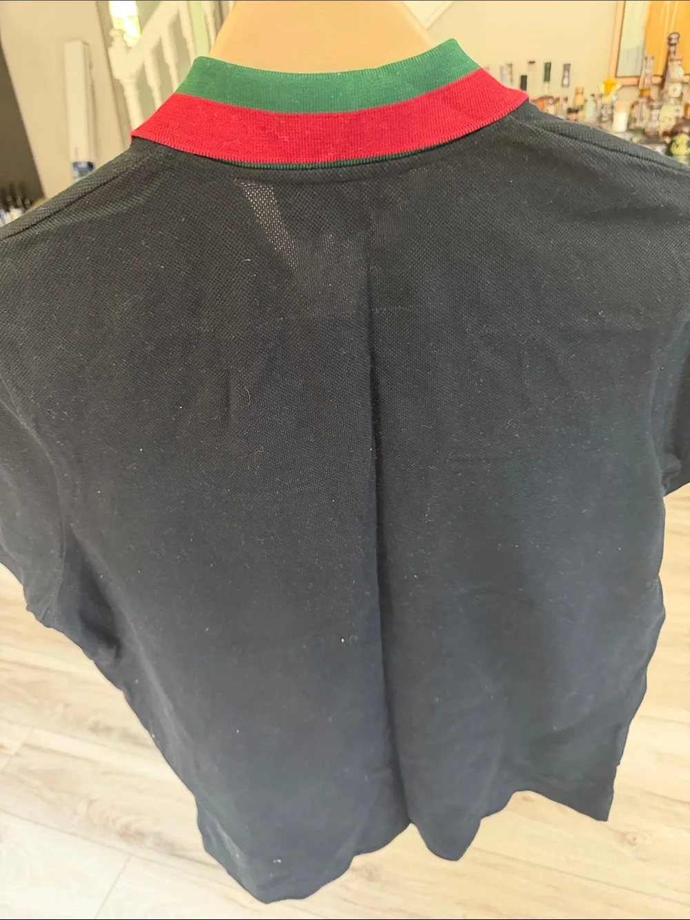 Gucci Black Polo with Green and Red Contrast Collar
